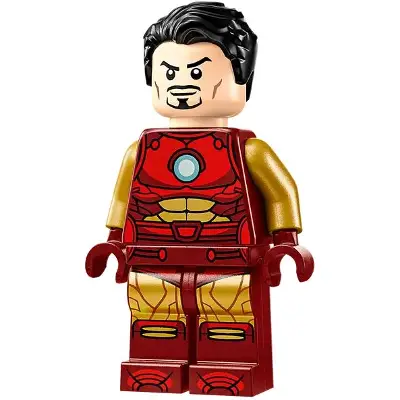  Iron Man - Dark Red and Gold Armor, Round Arc Reactor, Pearl Gold Arms, Hair