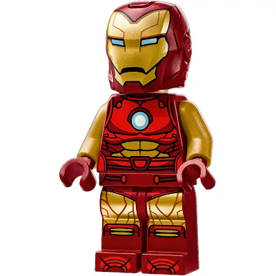  Iron Man - Dark Red and Gold Armor, Round Arc Reactor, Pearl Gold Arms, Helmet with Visor