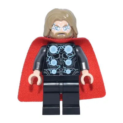  Thor - Spongy Cape with Single Hole, Black Legs, Dark Tan Tousled Hair
