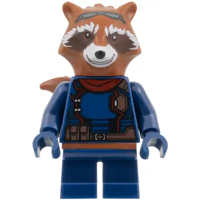  Rocket Raccoon - Dark Blue Outfit, Dark Red Scarf, Reddish Brown Head
