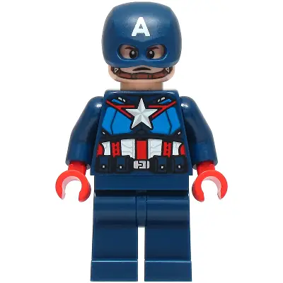  Captain America - Dark Blue Suit with Dark Blue Belt, Red Hands, Helmet