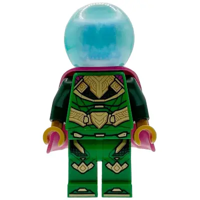  Mysterio - White Skull Head, Satin Trans-Light Blue Helmet, Rubber Cape