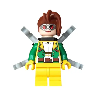  Doc Ock - Female, Medium Legs, Green Open Jacket, Round Goggles, Light Bluish Gray Arms