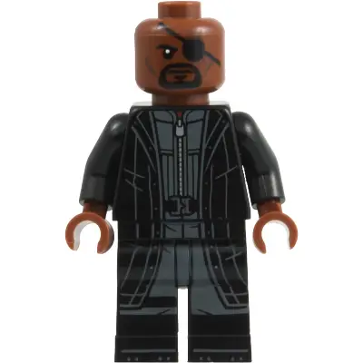  Nick Fury - Leather Trench Coat, Black Legs