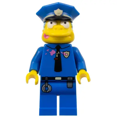  Chief Wiggum with Dark Pink Frosting Splotches on Face and Shirt