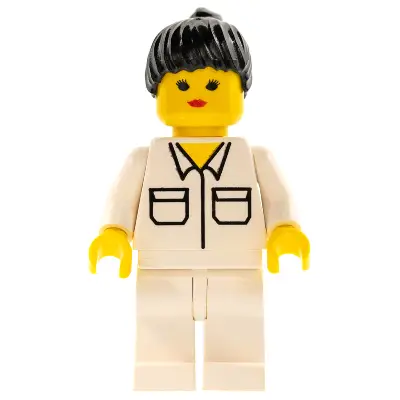  Shirt with 2 Pockets, White Legs, Black Ponytail Hair