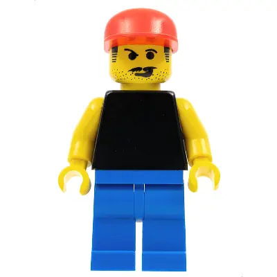  Plain Black Torso with Yellow Arms, Blue Legs, Red Cap (Soccer Fan)