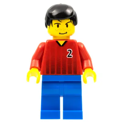  Soccer Player - Red and Blue Team with Number 2