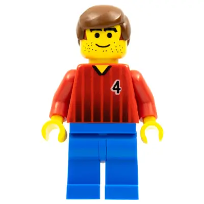  Soccer Player - Red and Blue Team with Number 4