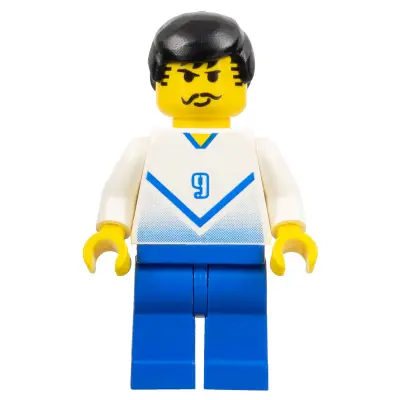  Soccer Player White & Blue Team with shirt  #9