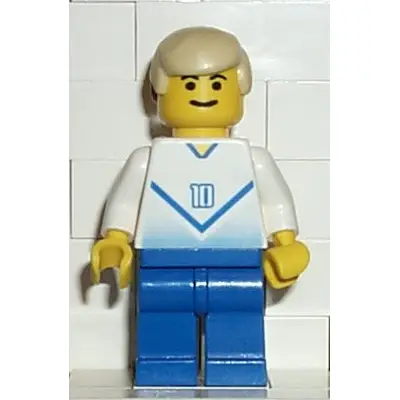  Soccer Player White & Blue Team with shirt #10