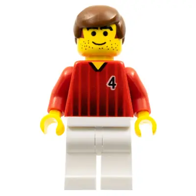  Soccer Player - Red and White Team with Number 4