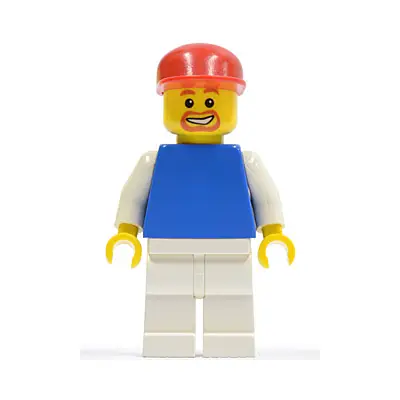  Plain Blue Torso with White Arms, White Legs, Red Cap (Soccer Fan)