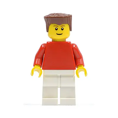  Plain Red Torso with Red Arms, White Legs, Reddish Brown Flat Top Hair (Soccer Player)