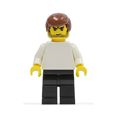  Plain White Torso with White Arms, Black Legs, Reddish Brown Male Hair (Soccer Player)