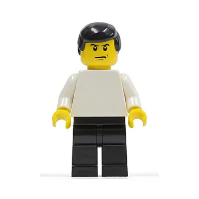  Plain White Torso with White Arms, Black Legs, Black Male Hair (Soccer Player)