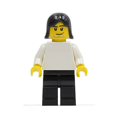  Plain White Torso with White Arms, Black Legs, Black Female Hair (Soccer Player)