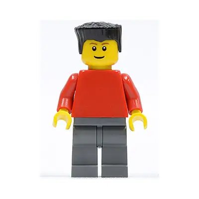  Plain Red Torso with Red Arms, Dark Bluish Gray Legs, Black Flat Top Hair (Soccer Player)