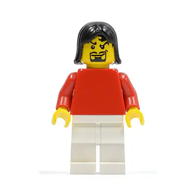  Plain Red Torso with Red Arms, White Legs, Black Female Hair, Moustache (Soccer Player)