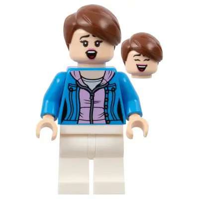  Soccer Spectator - Dark Azure Jacket, Bright Pink Shirt, White Legs, Reddish Brown Hair