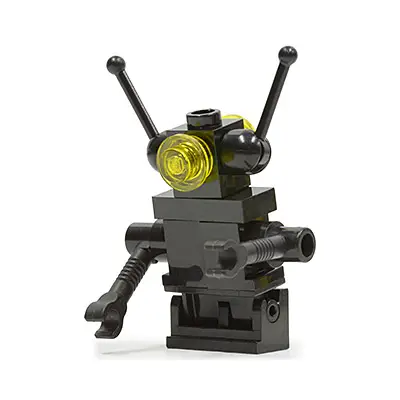  Classic Space Droid - Hinge Base, Black with Trans-Yellow Eyes (Bar through Torso)