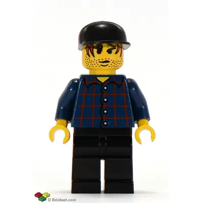  Plaid Button Shirt, Black Legs, Black Cap, Red Hair, Black Stubble (Taxi Driver)
