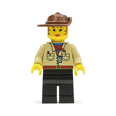  Miss Gail Storm / Pippin Reed - Tan Shirt, Black Legs, Brown Wide Brim Flat Hat