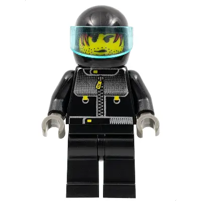 Male Actor 3, Driver, Black Helmet, Trans-Light Blue Visor