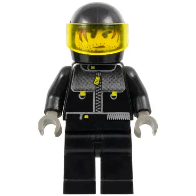  Male Actor 3, Driver, Black Helmet, Trans-Yellow Visor