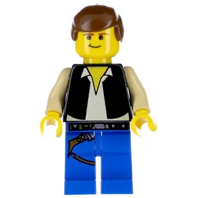  Han Solo - Yellow Head, Black Vest over Tan Shirt, Blue Legs with Belts