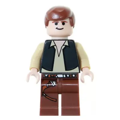  Han Solo - Black Vest over Tan Shirt, Reddish Brown Legs with Belts, Black Eyes