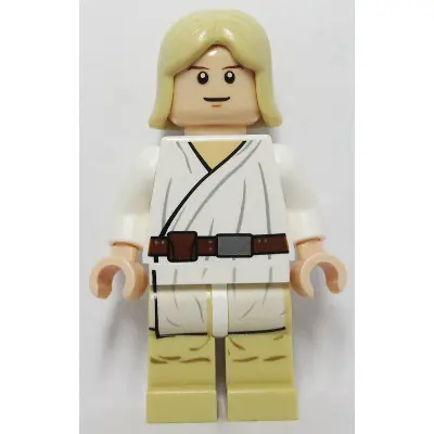  Luke Skywalker - Tatooine, Light Nougat, Long Hair, White Tunic, Tan Legs, White Glints
