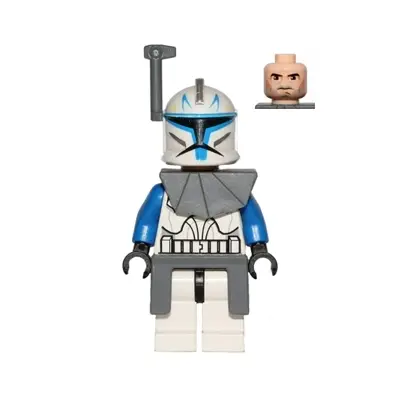  Clone Trooper Captain Rex, 501st Legion (Phase 1) - Dark Bluish Gray Rangefinder, Pauldron, and Kama, Large Eyes