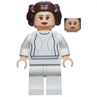  Princess Leia - White Dress, Simple Belt, Large Eyelashes