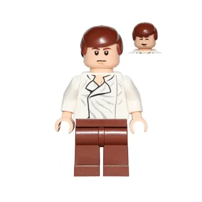  Han Solo - White Shirt with Wrinkles on Front, Reddish Brown Legs, Dual Sided Head