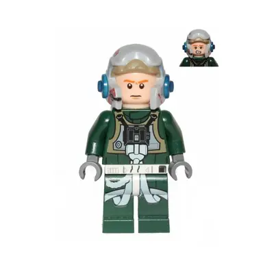  Rebel Pilot A-wing (Open Helmet, Dark Green Jumpsuit, Frown / Scared) (Arvel Crynyd)
