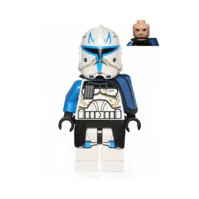  Clone Trooper Captain Rex, 501st Legion (Phase 2) - Blue Cloth Pauldron, Black Cloth Kama, Large Eyes