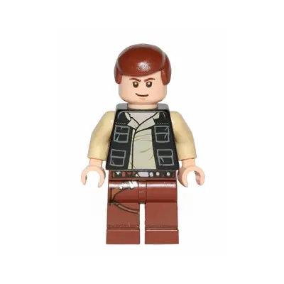  Han Solo - Black Vest with Pockets over Tan Shirt with Dark Tan Creases, Reddish Brown Legs with Belts