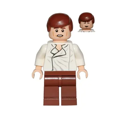  Han Solo - White Shirt with Wrinkles on Front, Reddish Brown Legs, Dual Sided Head, Cheek Lines
