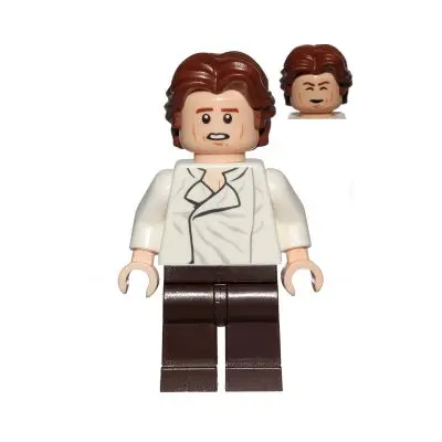 Han Solo - White Shirt with Wrinkles on Front, Dark Brown Legs, Wavy Hair