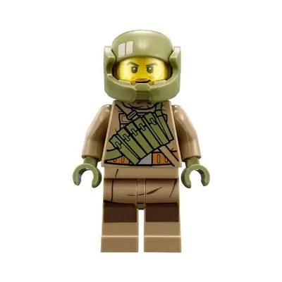  Resistance Trooper - Dark Tan Hoodie Jacket, Ammo Pouch, Stubble, Helmet with Chin Guard