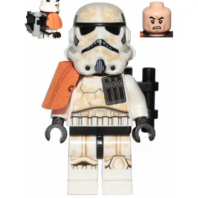  Sandtrooper Squad Leader (Captain) - Dual Molded Helmet, Orange Pauldron, Ammo Pouch, Dirt Stains, Survival Backpack