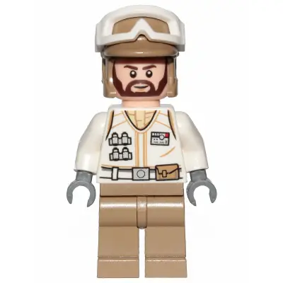  Hoth Rebel Trooper White Uniform, Dark Tan Legs (Brown Angular Beard)