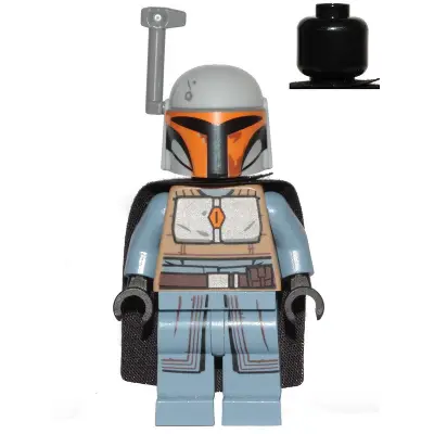  Mandalorian Tribe Warrior - Female, Black Cape, Light Bluish Gray Helmet with Antenna / Rangefinder
