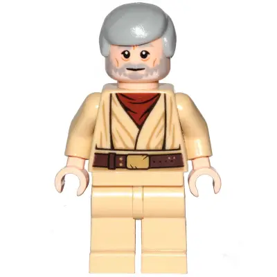  Obi-Wan Kenobi - Old, Light Bluish Gray Hair, Beard with White Highlights