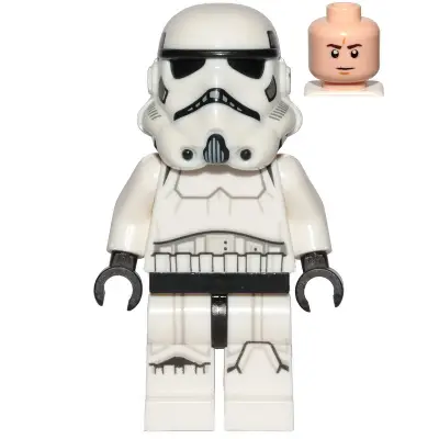  Imperial Stormtrooper - Male, Dual Molded Helmet with Light Bluish Gray Panels on Back, Light Nougat Head, Frown