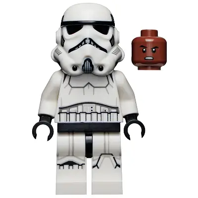  Imperial Stormtrooper - Male, Dual Molded Helmet with Light Bluish Gray Panels on Back, Reddish Brown Head, Grimace
