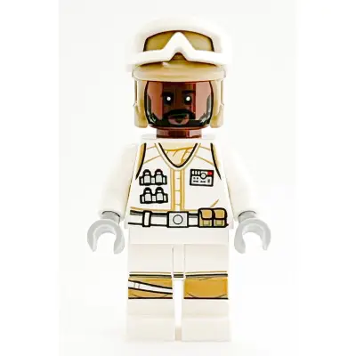  Hoth Rebel Trooper White Uniform, Dark Tan Helmet, Reddish Brown Head