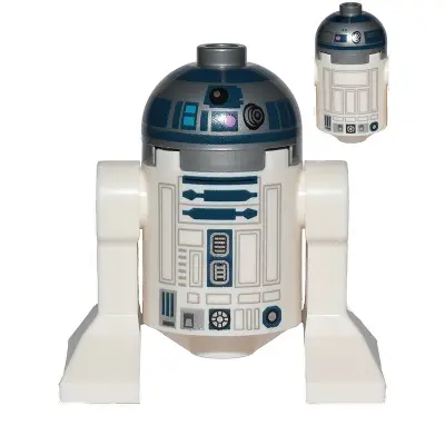  Astromech Droid, R2-D2 - Flat Silver Head, Dark Pink Dots, Large Receptor, Back Printing