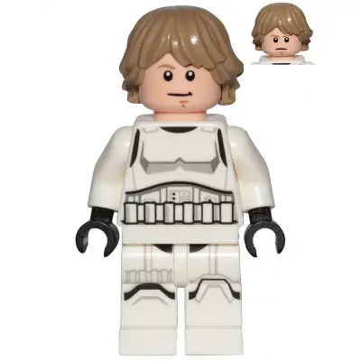  Luke Skywalker - Stormtrooper Outfit, Printed Legs, Dark Tan Hair, Smile / Stern